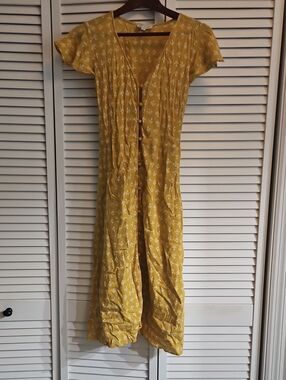 Lucky Brand Mustard Yellow Floral Print Dress